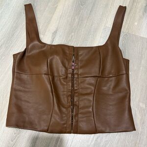 Edikted brown leather corset top